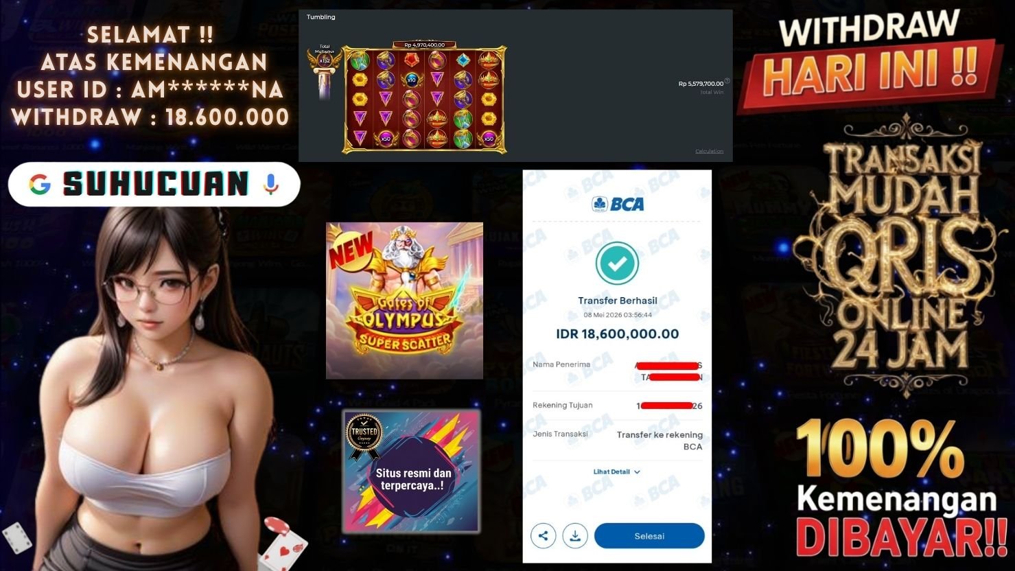 SUHUCUAN JACKPOT SLOT GATES OF OLYMPUS SUPER SCATTER